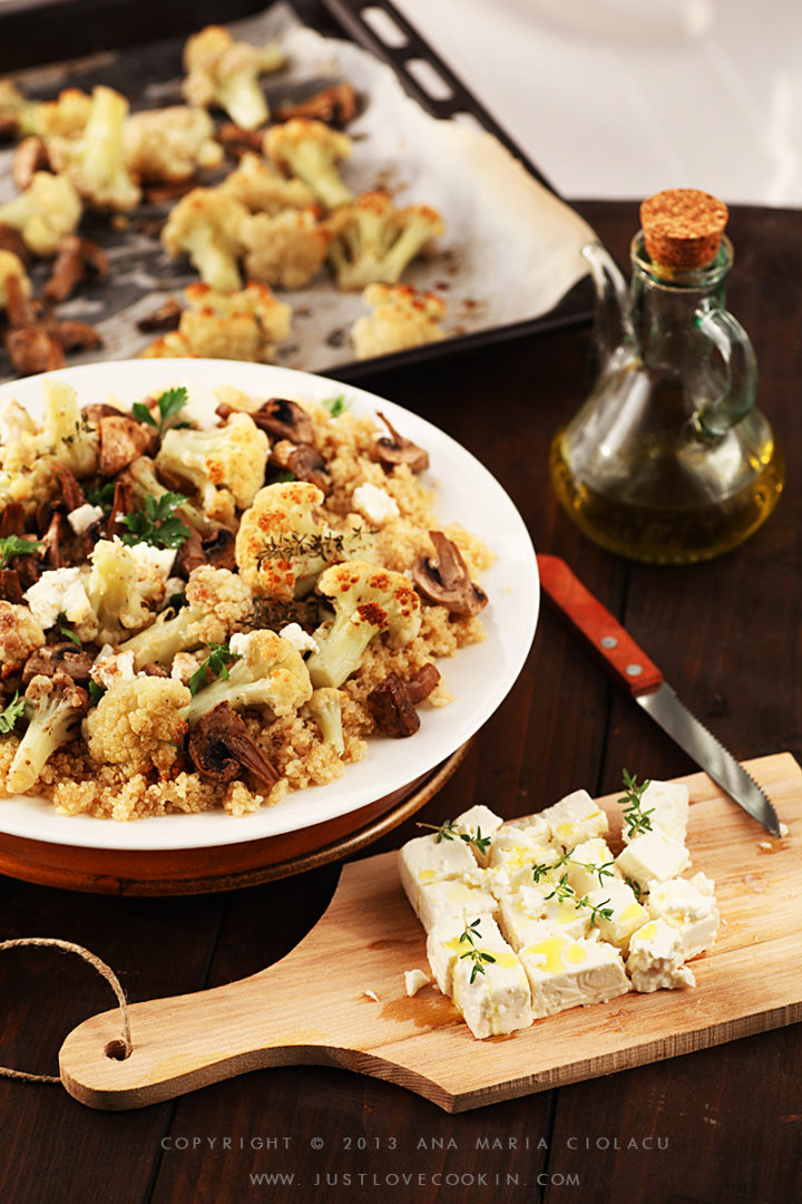 Salată de quinoa cu conopidă,ciuperci şi feta / Roasted cauliflower and